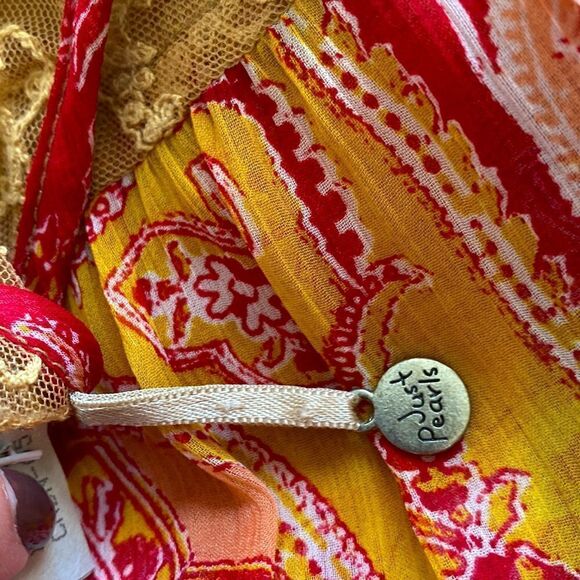 Just Pearls Sheer Cover Colorful Button Down Drawstring XL Artsy Fun Vibrant - Picture 15 of 15